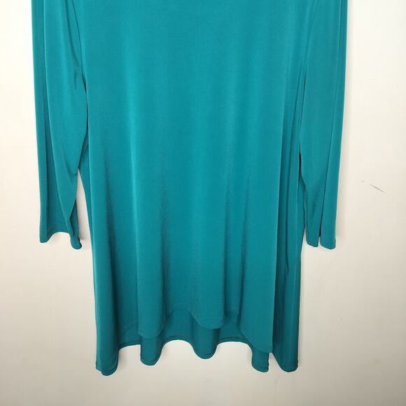 Chico's Stretch Tunic Beaded Neckline Hi Low Hem - Picture 3 of 8